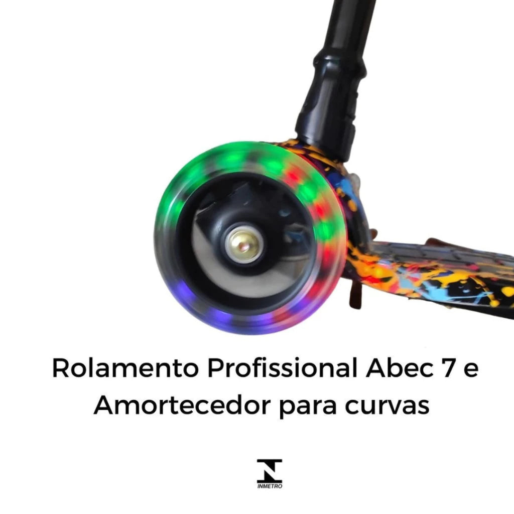 Patinete infantil das princesas 3 Rodas com Luz Led e Freio Ajustável até 40kg Menino/ Menina