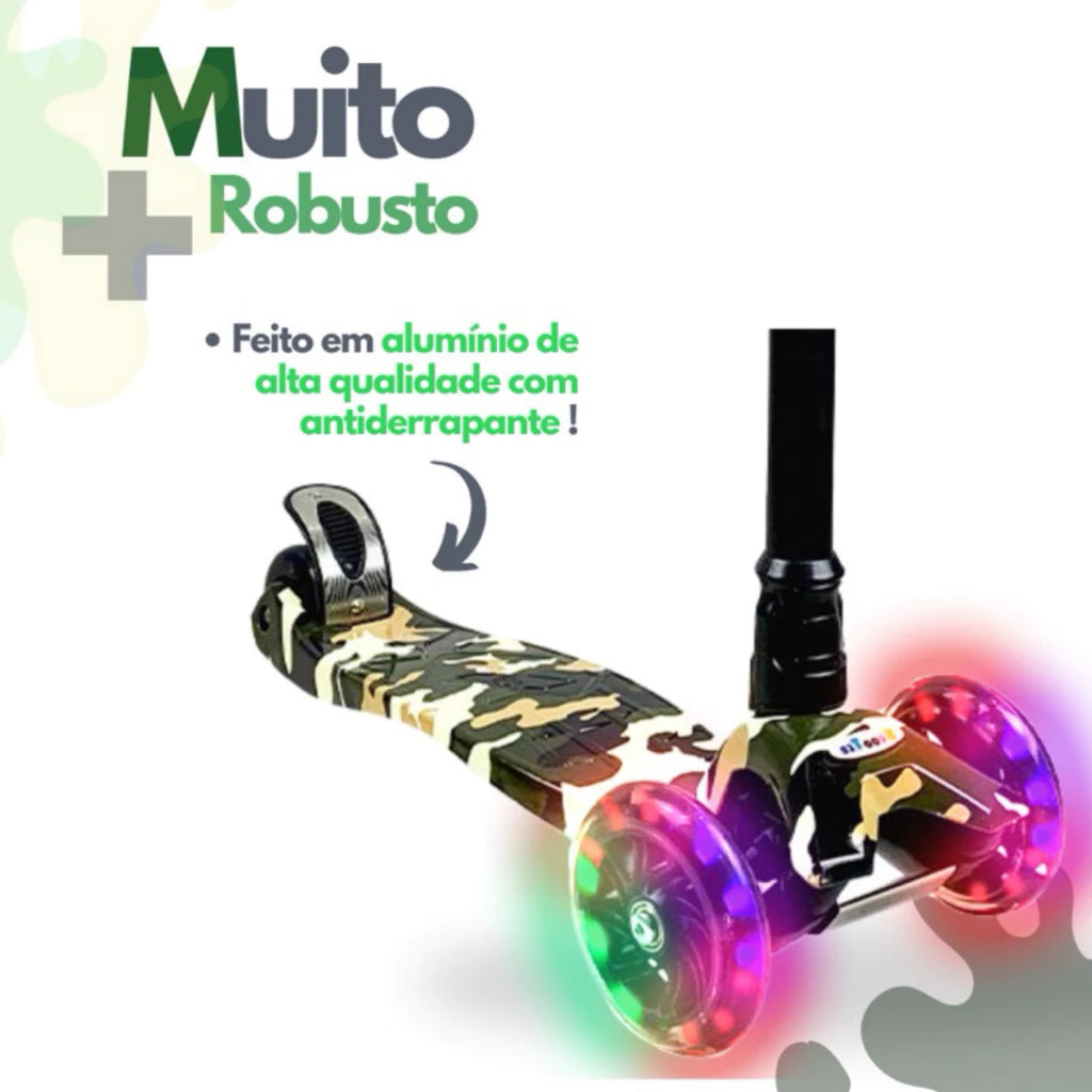 Patinete infantil das princesas 3 Rodas com Luz Led e Freio Ajustável até 40kg Menino/ Menina